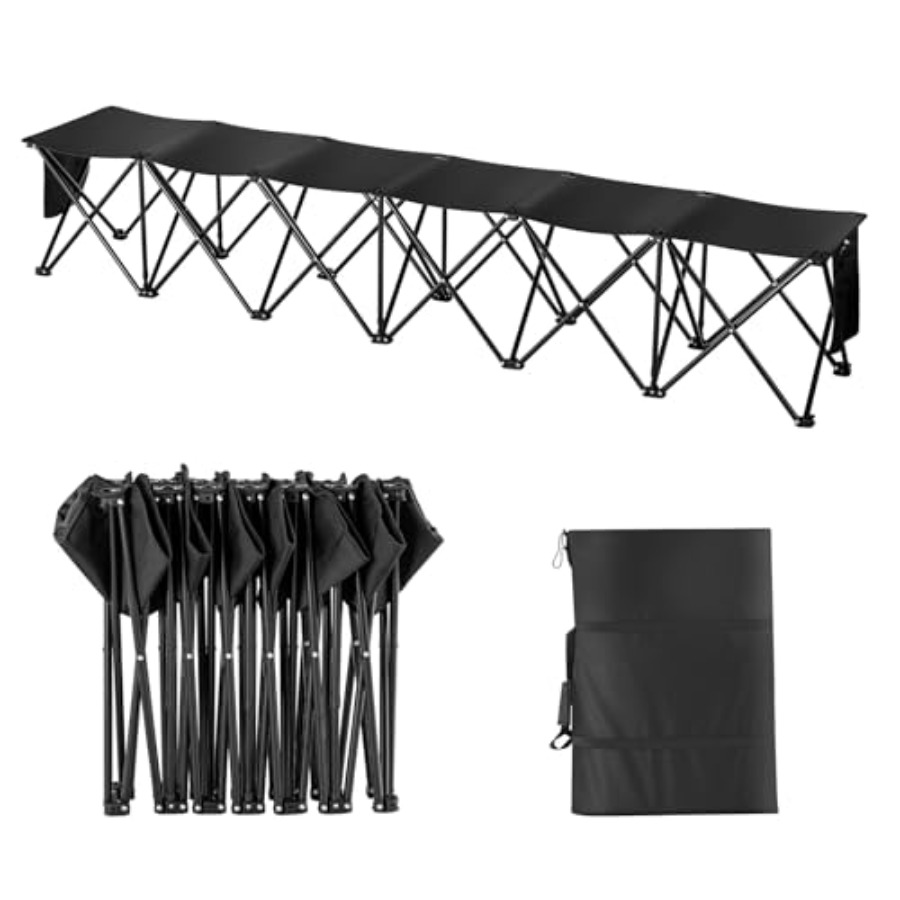 Outdoor Sport Bench - Portable Folding Bench 6 Seats Foldable