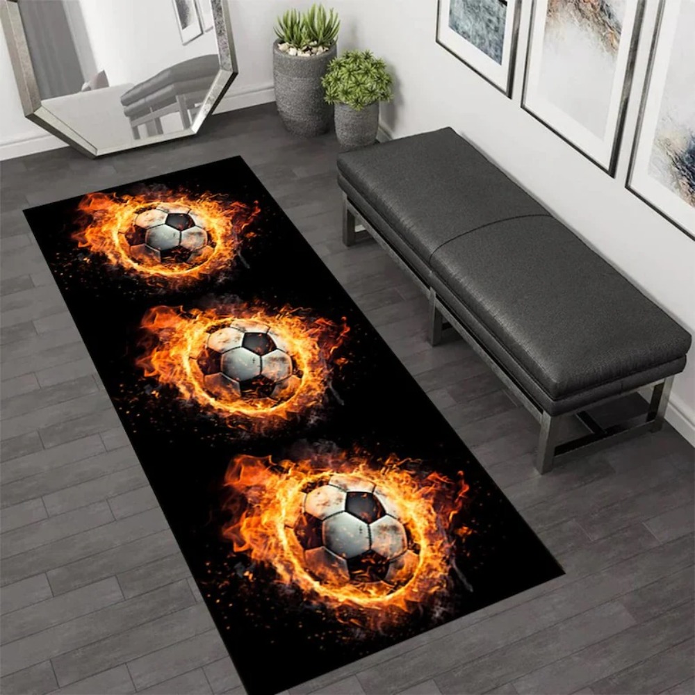 Outdoor Sport Live - Soccer Ball Print Runner Rug Anti-slip