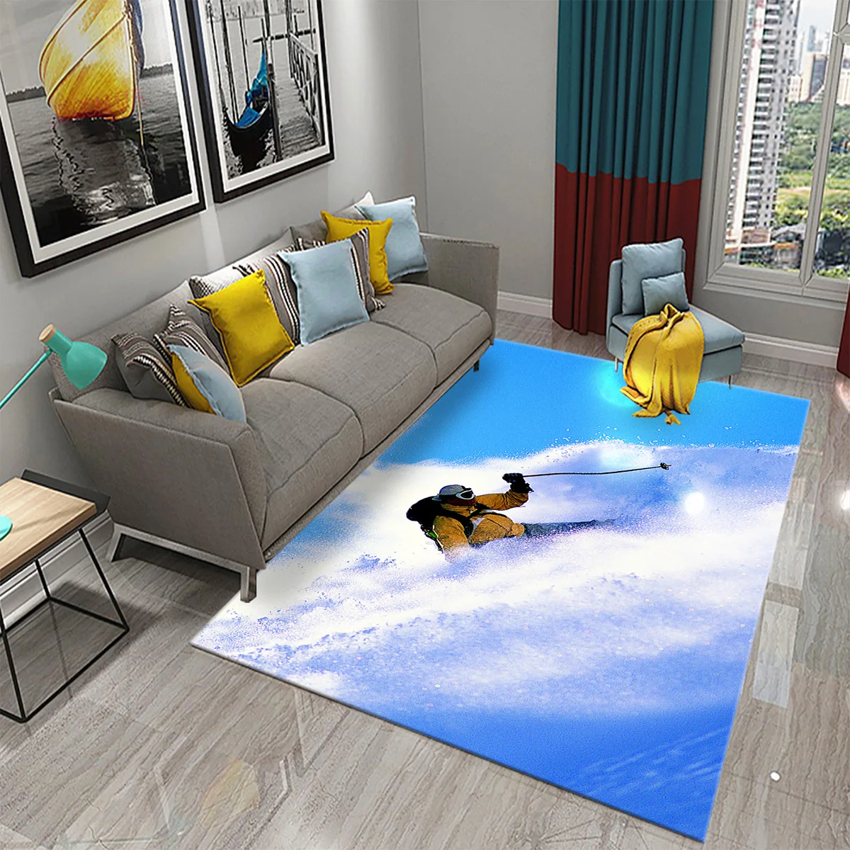 Ski Snow Mountain Theme Carpet - Outdoor Sport Live 评论和价格