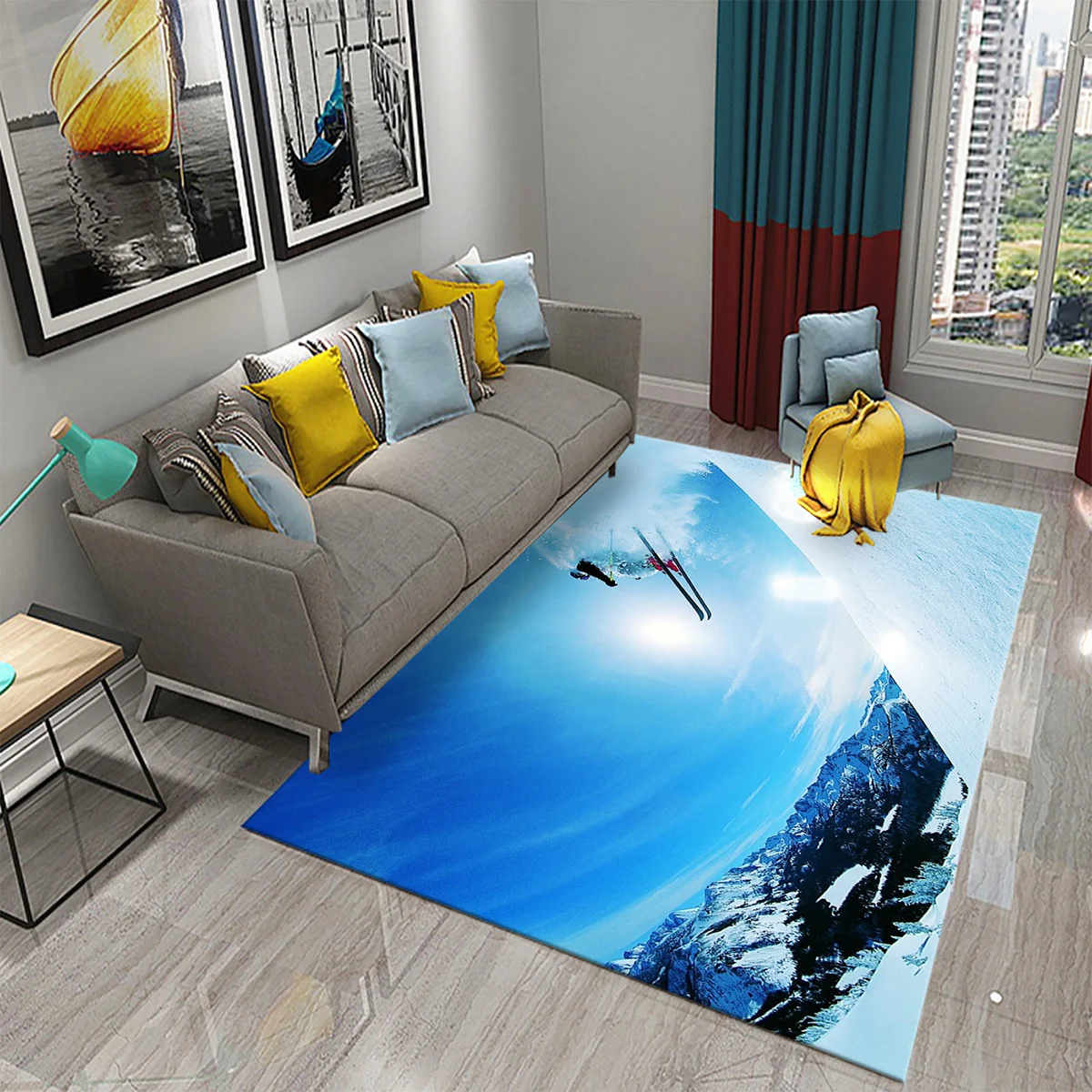 Ski Snow Mountain Theme Carpet - Outdoor Sport Live 评论和价格