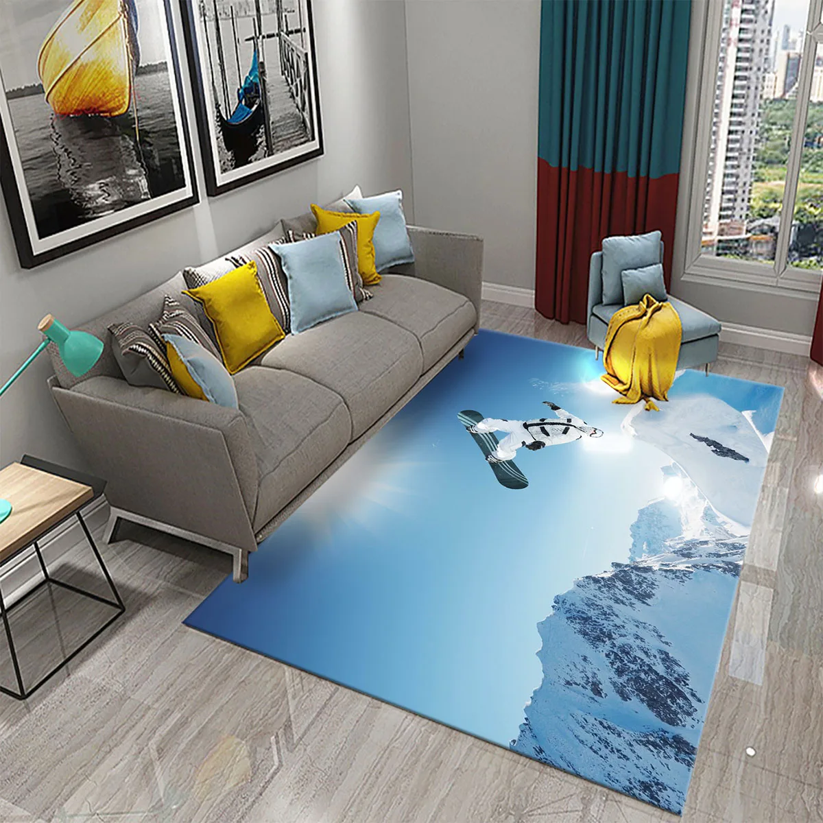 Ski Snow Mountain Theme Carpet - Outdoor Sport Live 评论和价格