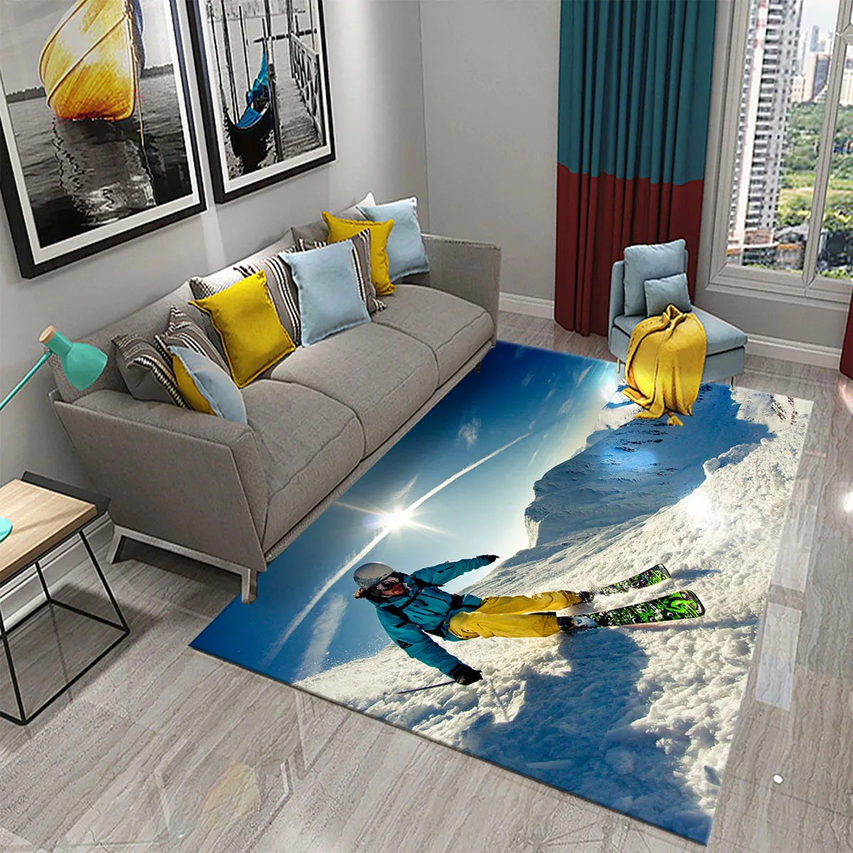 Ski Snow Mountain Theme Carpet - Outdoor Sport Live 评论和价格